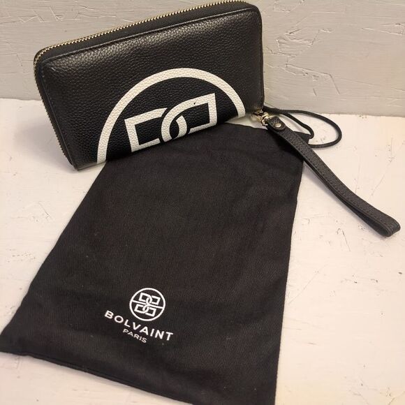 BOLVAINT PARIS THE FREYA BLACK & WHITE MOTIF ZIPAROUND WALLET - Picture 1 of 9